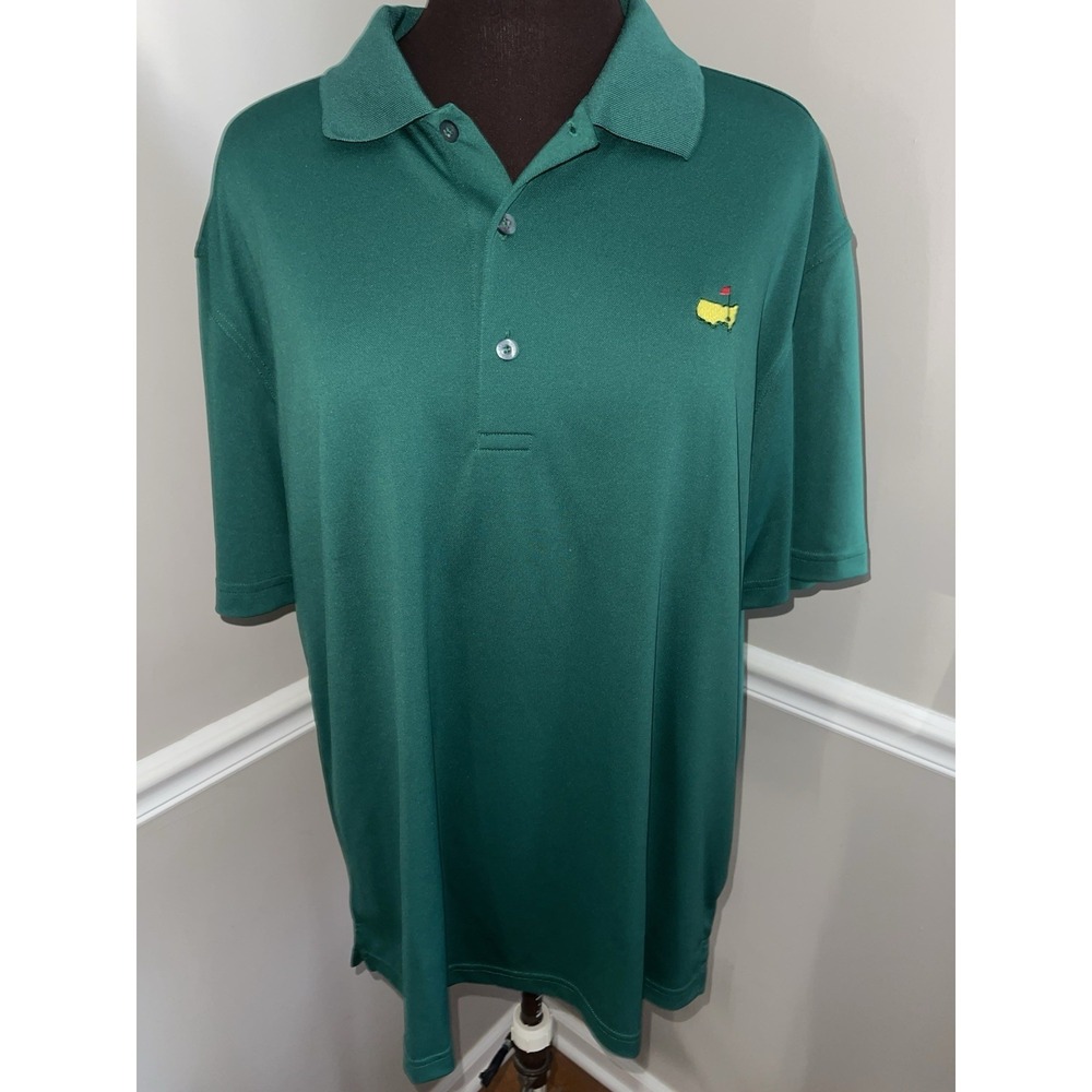 Masters Tech Polo Golf Shirt Green Performance Augusta National Mens L
